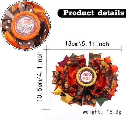 Fall Pumpkin Hair Bow Clips for Girls,Cute Handmade Happy Fall Colored Ribbon Bow Barrettes Alligator Hairpins Give Thanks Halloween Dress Outfit Decor Accessories Gift (B) in Saudi Arabia