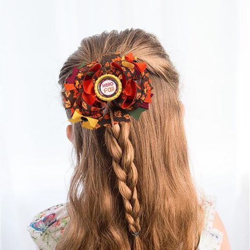 Fall Pumpkin Hair Bow Clips for Girls,Cute Handmade Happy Fall Colored Ribbon Bow Barrettes Alligator Hairpins Give Thanks Halloween Dress Outfit Decor Accessories Gift (B) in Saudi Arabia
