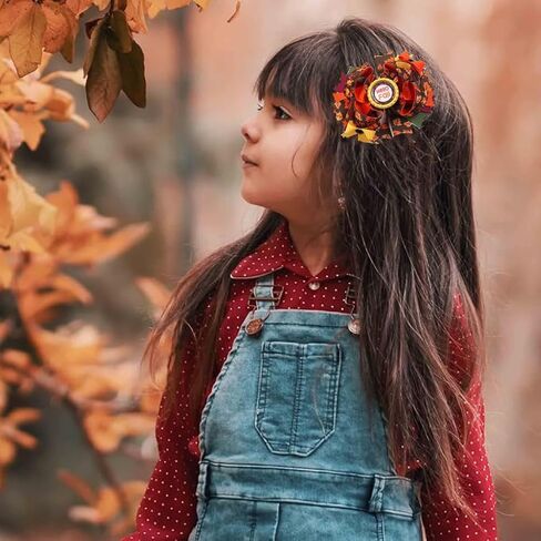 Fall Pumpkin Hair Bow Clips for Girls,Cute Handmade Happy Fall Colored Ribbon Bow Barrettes Alligator Hairpins Give Thanks Halloween Dress Outfit Decor Accessories Gift (B) in Saudi Arabia