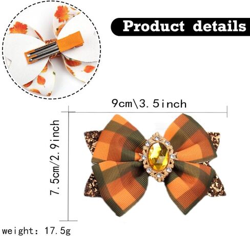 Fall Pumpkin Hair Bow Clips for Girls,Cute Handmade Happy Fall Colored Ribbon Bow Barrettes Alligator Hairpins Give Thanks Halloween Dress Outfit Decor Accessories Gift (B) in Saudi Arabia