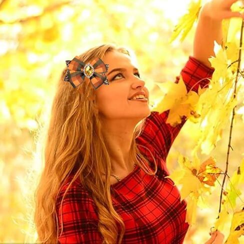 Fall Pumpkin Hair Bow Clips for Girls,Cute Handmade Happy Fall Colored Ribbon Bow Barrettes Alligator Hairpins Give Thanks Halloween Dress Outfit Decor Accessories Gift (B) in Saudi Arabia
