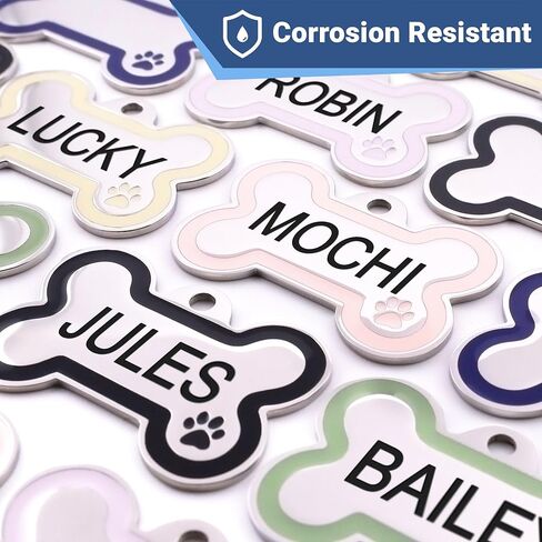 علامات معرف الحيوانات الأليفة على شكل عظمة من الفولاذ المقاوم للصدأ من GoTags مع تصميم مخالب ملونة، علامات مخصصة للكلاب والقطط، نقش مخصص مع ما يصل إلى 5 أسطر من النص على كلا الجانبين (عاجي، صغير) in Kuwait