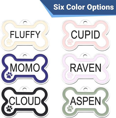 علامات معرف الحيوانات الأليفة على شكل عظمة من الفولاذ المقاوم للصدأ من GoTags مع تصميم مخالب ملونة، علامات مخصصة للكلاب والقطط، نقش مخصص مع ما يصل إلى 5 أسطر من النص على كلا الجانبين (عاجي، صغير) in Kuwait