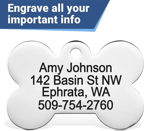 علامات معرف الحيوانات الأليفة على شكل عظمة من الفولاذ المقاوم للصدأ من GoTags مع تصميم مخالب ملونة، علامات مخصصة للكلاب والقطط، نقش مخصص مع ما يصل إلى 5 أسطر من النص على كلا الجانبين (عاجي، صغير) in Kuwait