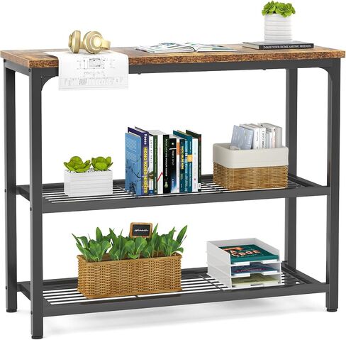Ecoprsio Small Console Table, Sofa Table with Double Mesh Shelves, Industrial Entryway Table for Entryway, Hallway, Foyer, Front Hall, Sofa Couch, Living Room, Bar, Kitchen, 32 Inch, Rustic in Kuwait
