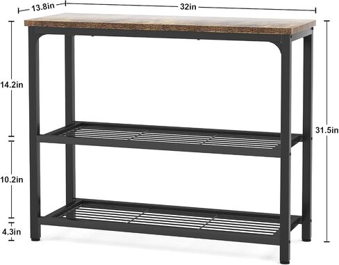 Ecoprsio Small Console Table, Sofa Table with Double Mesh Shelves, Industrial Entryway Table for Entryway, Hallway, Foyer, Front Hall, Sofa Couch, Living Room, Bar, Kitchen, 32 Inch, Rustic in Kuwait