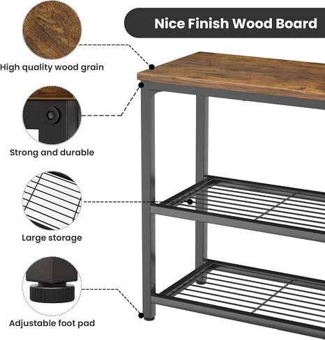Ecoprsio Small Console Table, Sofa Table with Double Mesh Shelves, Industrial Entryway Table for Entryway, Hallway, Foyer, Front Hall, Sofa Couch, Living Room, Bar, Kitchen, 32 Inch, Rustic in Kuwait