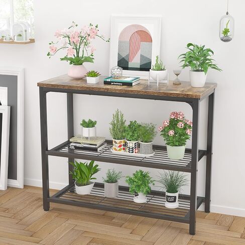 Ecoprsio Small Console Table, Sofa Table with Double Mesh Shelves, Industrial Entryway Table for Entryway, Hallway, Foyer, Front Hall, Sofa Couch, Living Room, Bar, Kitchen, 32 Inch, Rustic in Kuwait