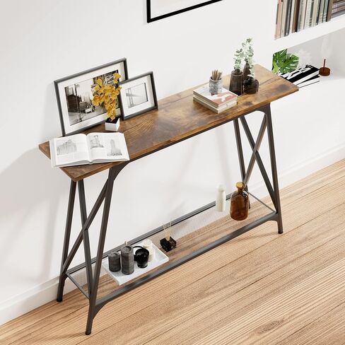 Console Sofa Table 41.7 in Entryway Table Industrial Modern Narrow Sofa Tables with Shelves 2-Tier Storage, Entrance Tall High Table for Hallway, Entryway,Bedroom & Living Room Furniture in Saudi Arabia