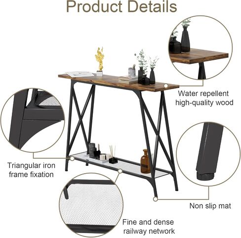 Console Sofa Table 41.7 in Entryway Table Industrial Modern Narrow Sofa Tables with Shelves 2-Tier Storage, Entrance Tall High Table for Hallway, Entryway,Bedroom & Living Room Furniture in Saudi Arabia