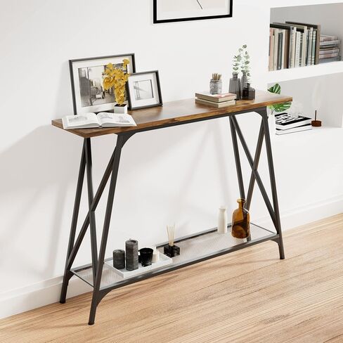 Console Sofa Table 41.7 in Entryway Table Industrial Modern Narrow Sofa Tables with Shelves 2-Tier Storage, Entrance Tall High Table for Hallway, Entryway,Bedroom & Living Room Furniture in Saudi Arabia