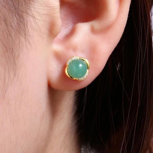 أقراط اليشم للنساء أو الرجال أقراط اليشم الأخضر 925 الفضة الاسترليني أقراط التاج، حظا سعيدا اليدوية اليشم أقراط هدية للتخرج عيد ميلاد الذكرى in Kuwait