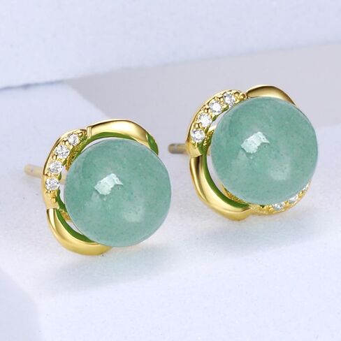 أقراط اليشم للنساء أو الرجال أقراط اليشم الأخضر 925 الفضة الاسترليني أقراط التاج، حظا سعيدا اليدوية اليشم أقراط هدية للتخرج عيد ميلاد الذكرى in Kuwait