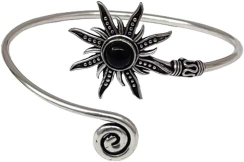سوار Sunburst الفضي، سوار يد من حجر الأوبال، سوار يد حلزوني، سوار من الأحجار الكريمة، هدية مجوهرات بوهيمية للشمس in Kuwait