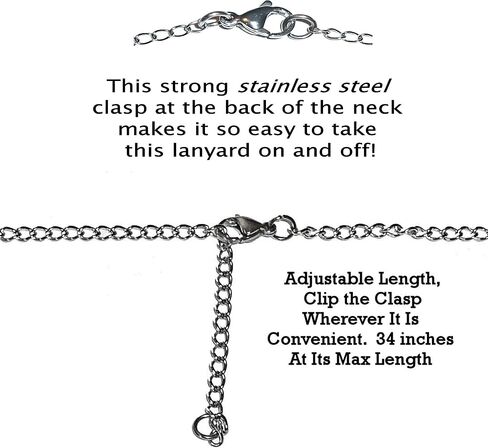 Looks Like Hematite Jewelry Women's Breakaway Stainless Steel Chain 36" ID Badge Card Holder Teacher Cruise Keys Keychain in Saudi Arabia