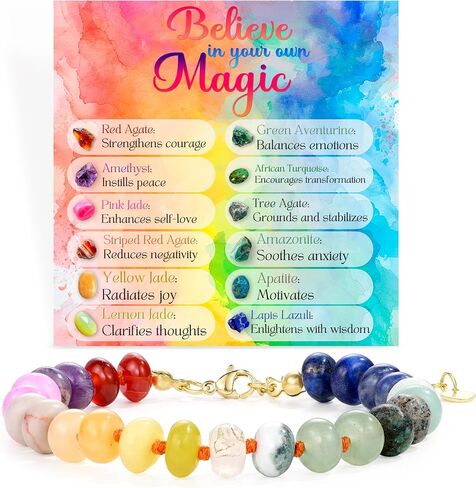 Bivei Beaded Bracelets Natural Gemstone Handmade Crystals Link Jewelry for Women Yoga Protection Calming Energy Anxiety Relax（Self-Love Bracelet） in Saudi Arabia