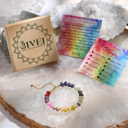 Bivei Beaded Bracelets Natural Gemstone Handmade Crystals Link Jewelry for Women Yoga Protection Calming Energy Anxiety Relax（Self-Love Bracelet） in Saudi Arabia