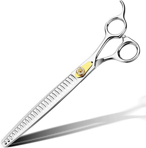 Gimars 8 Inch Professional 440C Stainless Steel Dog Grooming Scissors Heavy Duty 6 In 1 - Straight, Thinning, Chunker, Curved Shears and Comb, Ergonomic Pet Grooming Scissor for Dogs, Cats in Kuwait