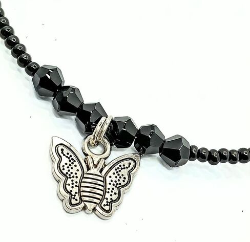 Black Bead Handmade Crystal Evil Eye Anklet Bracelet for Women Handmade Simple Waterproof Ankle Foot Bracelets for Women Handmade Minimalist Jewelry Adjustable (Design 7) in Saudi Arabia
