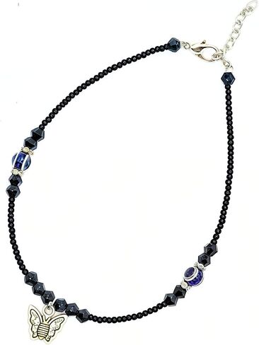Black Bead Handmade Crystal Evil Eye Anklet Bracelet for Women Handmade Simple Waterproof Ankle Foot Bracelets for Women Handmade Minimalist Jewelry Adjustable (Design 7) in Saudi Arabia