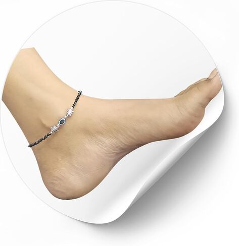 Black Bead Handmade Crystal Evil Eye Anklet Bracelet for Women Handmade Simple Waterproof Ankle Foot Bracelets for Women Handmade Minimalist Jewelry Adjustable (Design 7) in Saudi Arabia