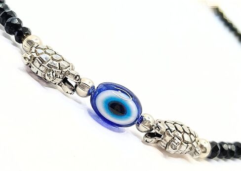 Black Bead Handmade Crystal Evil Eye Anklet Bracelet for Women Handmade Simple Waterproof Ankle Foot Bracelets for Women Handmade Minimalist Jewelry Adjustable (Design 7) in Saudi Arabia