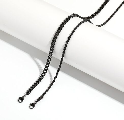 Layered Chain Necklaces for Men Women, 2Pcs Stainless Steel Cuban Link/Rope/Herringbone Chains Jewelry Gifts, 16 "/18 ", 18 "/20 ", 20 "/22 " in Kuwait