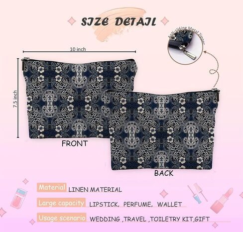 Minimalist Boho Flowers Floral Makeup Bag Travel Cosmetic Bags,Boho Mid Century Modern Art Cosmetic Makeup Bags with Zipper Pouch Travel Toiletry Case,Boho Gifts for Women in Saudi Arabia