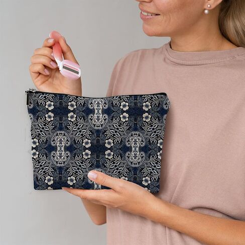 Minimalist Boho Flowers Floral Makeup Bag Travel Cosmetic Bags,Boho Mid Century Modern Art Cosmetic Makeup Bags with Zipper Pouch Travel Toiletry Case,Boho Gifts for Women in Saudi Arabia