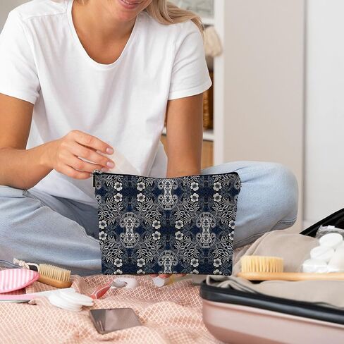Minimalist Boho Flowers Floral Makeup Bag Travel Cosmetic Bags,Boho Mid Century Modern Art Cosmetic Makeup Bags with Zipper Pouch Travel Toiletry Case,Boho Gifts for Women in Saudi Arabia