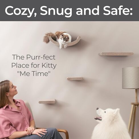 Wall Mounted Cat Steps Short Shelves (2) by Pryde Pets - Stairs for Walkways, 100% Sustainable PET Felt Feline Enrichment Climber Furniture for Indoor Cats, Modern Climbing Gym Design (Charcoal) in Saudi Arabia