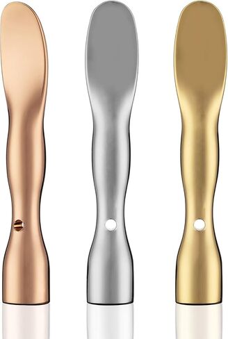 ملعقة تكسون المعدنية للعناية بالبشرة، قناع صغير للوجه قابل لإعادة الاستخدام، ملاعق تجميل للمكياج للكريم واللوشن والمرطبات (ذهبي وردي، ذهبي، فضي (ملعقة واقفة) in Kuwait