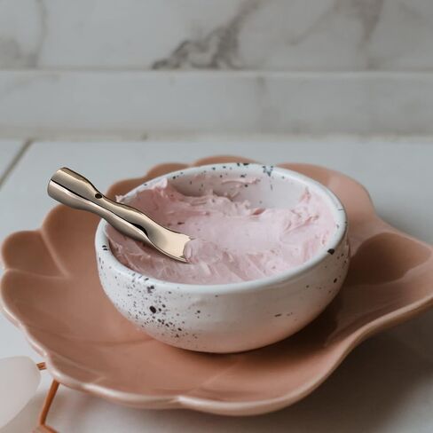 ملعقة تكسون المعدنية للعناية بالبشرة، قناع صغير للوجه قابل لإعادة الاستخدام، ملاعق تجميل للمكياج للكريم واللوشن والمرطبات (ذهبي وردي، ذهبي، فضي (ملعقة واقفة) in Kuwait