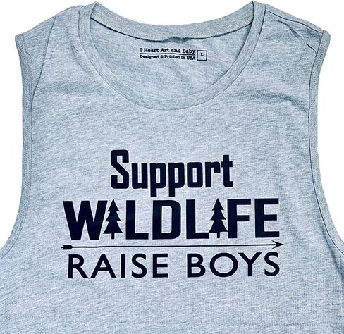 Support Wildlife Raise Boys - قميص بدون أكمام للأم الصبية، قميص نسائي بدون أكمام، قميص رياضي، ملابس فضفاضة للتمرين (كبير، أسود) in Saudi Arabia