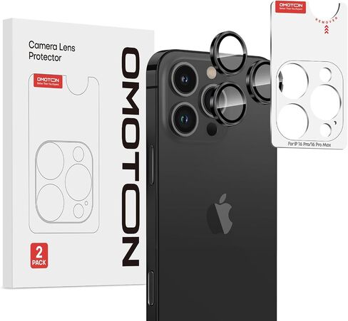 واقي عدسة الكاميرا OMOTON لهاتف iPhone 16 Pro Max/16 Pro، واقيات عدسات فردية رفيعة للغاية، صور عالية الوضوح، حلقة معدنية رفيعة للغاية من الألومنيوم، سهلة التركيب، مجموعتان in Saudi Arabia