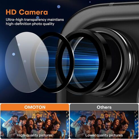واقي عدسة الكاميرا OMOTON لهاتف iPhone 16 Pro Max/16 Pro، واقيات عدسات فردية رفيعة للغاية، صور عالية الوضوح، حلقة معدنية رفيعة للغاية من الألومنيوم، سهلة التركيب، مجموعتان in Saudi Arabia