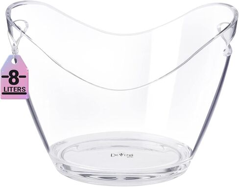 دلاء ثلج للحفلات - دلو ثلج من الأكريليك الشفاف سعة 3.5 لتر - مناسب لزجاجتين من النبيذ أو الشمبانيا أو 4 زجاجات بيرة - مجموعة 16 قطعة in Kuwait