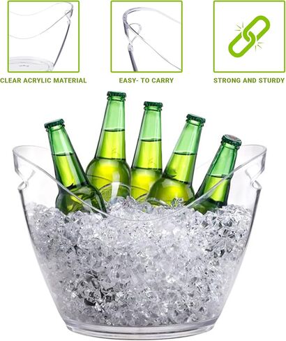 دلاء ثلج للحفلات - دلو ثلج من الأكريليك الشفاف سعة 3.5 لتر - مناسب لزجاجتين من النبيذ أو الشمبانيا أو 4 زجاجات بيرة - مجموعة 16 قطعة in Kuwait