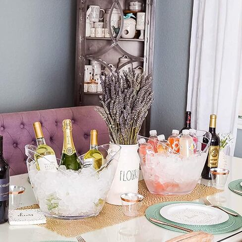 دلاء ثلج للحفلات - دلو ثلج من الأكريليك الشفاف سعة 3.5 لتر - مناسب لزجاجتين من النبيذ أو الشمبانيا أو 4 زجاجات بيرة - مجموعة 16 قطعة in Kuwait