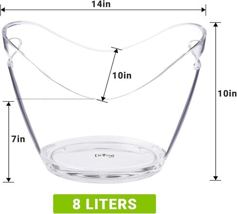 دلاء ثلج للحفلات - دلو ثلج من الأكريليك الشفاف سعة 3.5 لتر - مناسب لزجاجتين من النبيذ أو الشمبانيا أو 4 زجاجات بيرة - مجموعة 16 قطعة in Kuwait