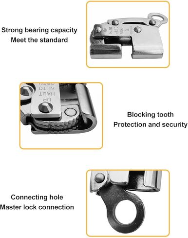 Tree Climbing Equipment Strong Load Capacity, Climbing Equipment with Builtin Spring, Rope Grab Round Hole Design, Via Ferrata Clamp Locking Tooth Convenient for Climbing in Saudi Arabia