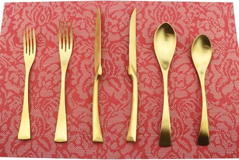 24-Piece Flatware Set,Extra Thick Heavy Duty - 18/10 Stainless Steel Cutlery Sets,High Matte Black Finish Silverware Flatware Sets Service for 4,Use for Home,Kitchen Utensil Sets in Saudi Arabia
