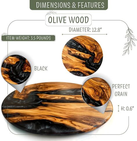 Handmade Olive Wood Round Cutting Board Resin Round Charcuterie Board, Epoxy Round Wood Cutting Board for Kitchen, Ocean Resin Cheese Board Wood Circle, Olive Wood Resin Pizza Cutting Board (Ocean) in Saudi Arabia