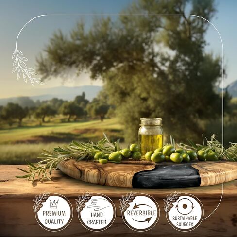 Handmade Olive Wood Round Cutting Board Resin Round Charcuterie Board, Epoxy Round Wood Cutting Board for Kitchen, Ocean Resin Cheese Board Wood Circle, Olive Wood Resin Pizza Cutting Board (Ocean) in Saudi Arabia