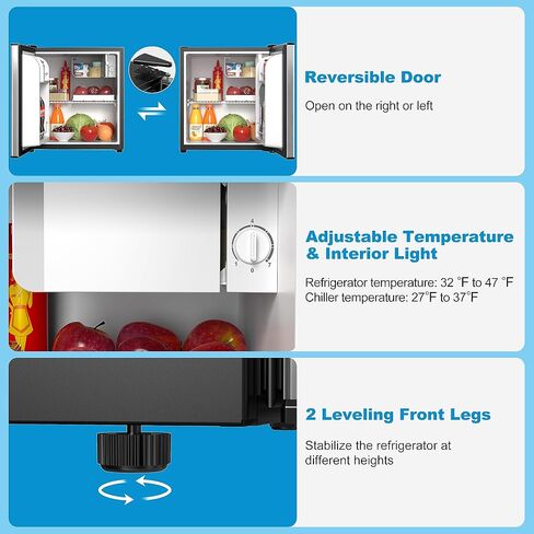 Walsh WSR31TBK Compact Refrigerator, Dual Door Fridge, Adjustable Mechanical Thermostat with True Freezer, Reversible Doors, 3.1 Cu.Ft, Black in Kuwait