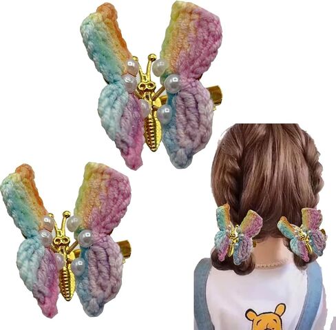 4 PCS Handmade Girls Hair Clips, Craft Crochet Cute Hair Barrettes, Green Series Hair Clips Manual Knitted Hair Pins Clip Hand-Woven, Fashion Hair Accessories for Girls Gift, Green in Saudi Arabia