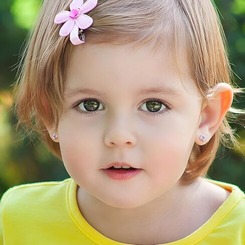 Toddler Earrings for Girls Push-in Titanium Hypoallergenic Threadless Flat Back Earrings for Women Sensitive Ears Cartilage Cute Small Pearl Star Flower Heart Pink Cubic Zirconia Studs (Daisy Flower) in Kuwait