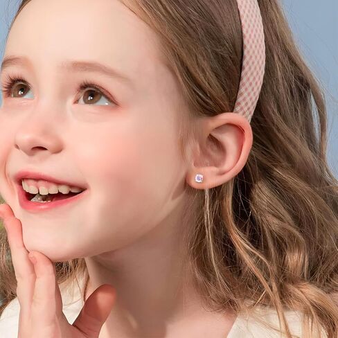 Toddler Earrings for Girls Push-in Titanium Hypoallergenic Threadless Flat Back Earrings for Women Sensitive Ears Cartilage Cute Small Pearl Star Flower Heart Pink Cubic Zirconia Studs (Daisy Flower) in Kuwait