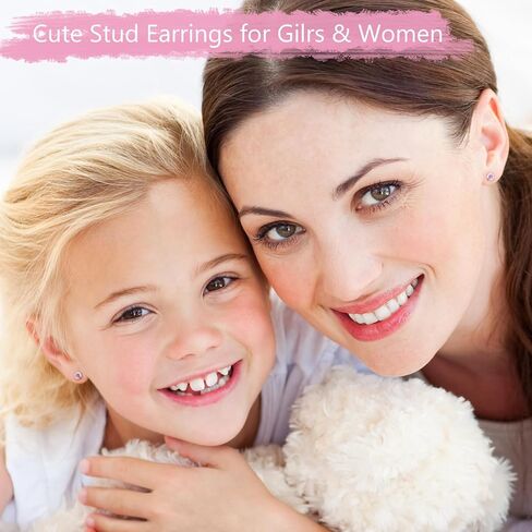 Toddler Earrings for Girls Push-in Titanium Hypoallergenic Threadless Flat Back Earrings for Women Sensitive Ears Cartilage Cute Small Pearl Star Flower Heart Pink Cubic Zirconia Studs (Daisy Flower) in Kuwait