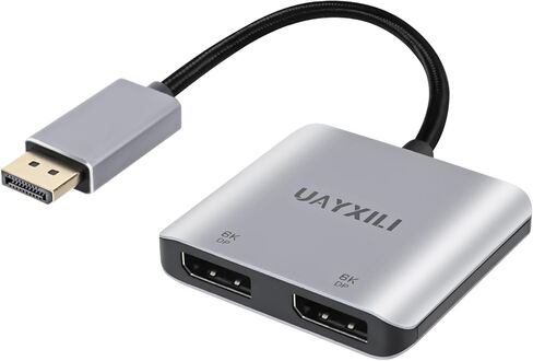 DisplayPort to Dual Display Port Adapter 8K@60Hz,DP Splitter 1 in 2 Out Extended Display MST DP to 2 DP Female for Dual Monitors Compatible with PC,Graphic Card,NVIDIA,AMD (DP to dual DP adapter 8K) in Saudi Arabia